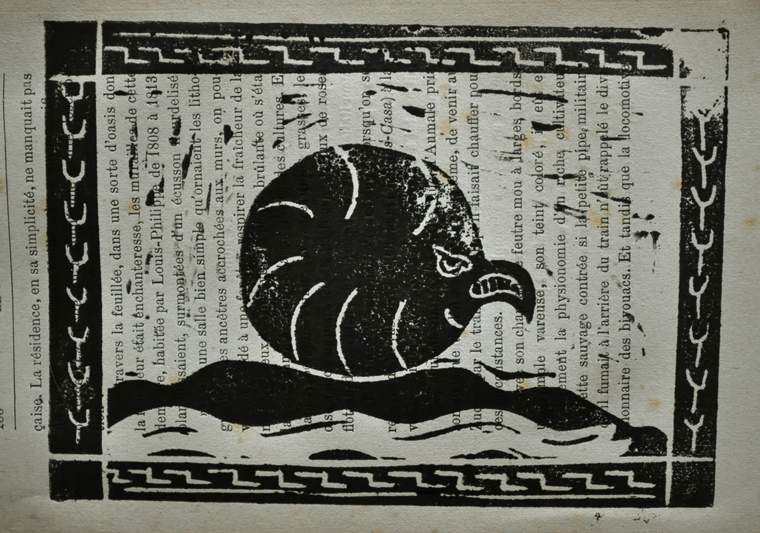 linogravure-creature-fantastique-qui-roule-bestiaire-medieval
