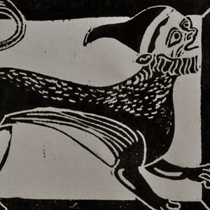 linogravure-bestiaire-medieval-homme-animal-fantastique