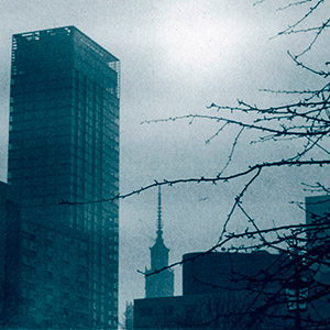 immeubles-contre-jour-varsovie-pologne-tirage-lith-bleu