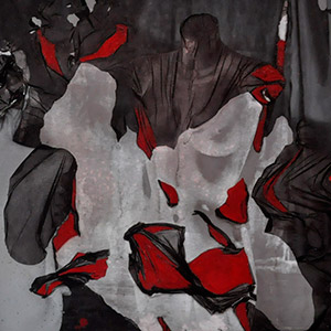 autoportrait-de-dos-mannequin-noir-efface-voiles-mordancage-et-peinture-rouge